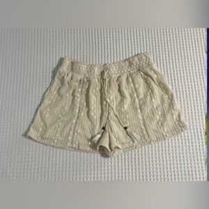 Ivory Cream Eyelet Lined Pull-On Elastic Waist Lace Shorts size XL women’s